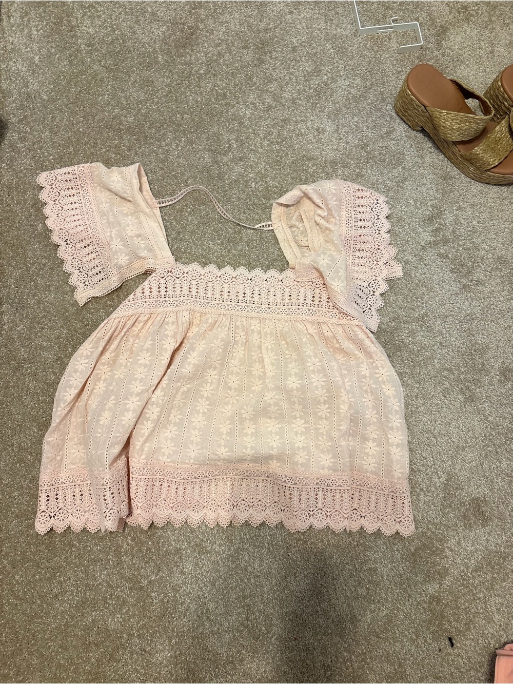 Pink Eyelet Lace  Top